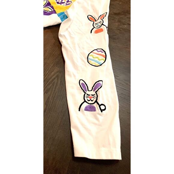 Vintage Michael Simon Easter Bunny Eggs Thin Cardigan White Sweater Large L - Picture 4 of 13